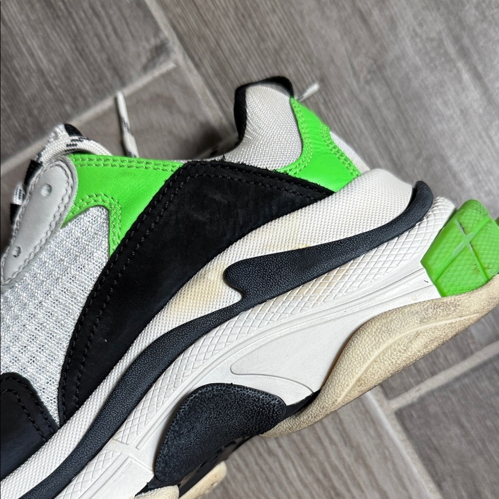 Balenciaga Chunky White and Neon Green Sneakers - Picture 9 of 12